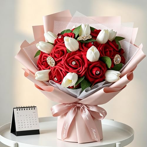 Dark Red Rose 100pcs Real Looking Artificial Flowers w (100 Count)