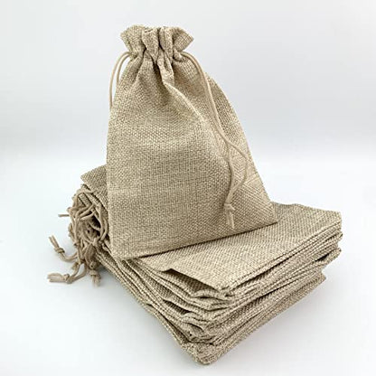 Pack of 25 Burlap Gift Bags with Drawstring Linen Jewelry Pouches Wedding Hessian Jute Bags for Birthday and Treat Pouches Party Wedding Favors Gift
