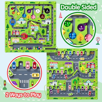2 in 1 Magnetic Color and Number Maze Magnet Alphabet Counting Double Sided Board Wood Puzzle Fine Motor Skills Montessori Preschool Toys Gifts for Boys and Girls 3