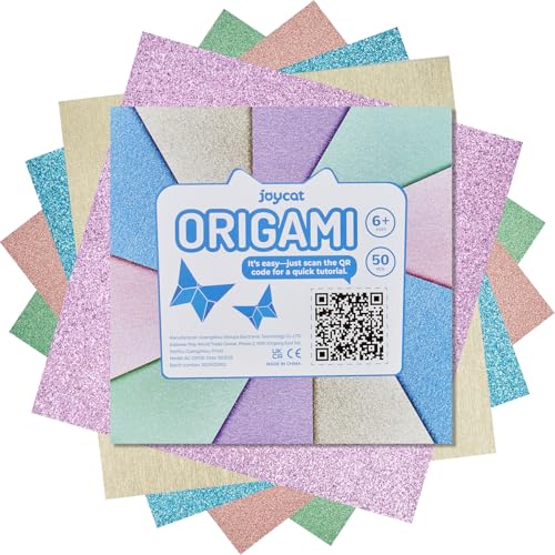 Pastel Glitter Origami Paper (50 Count)