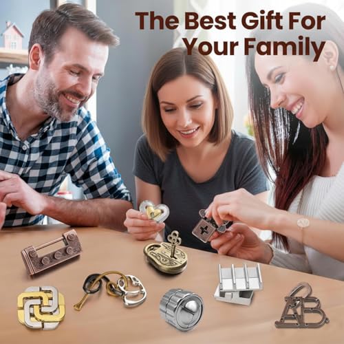 9 Pcs Metal Brain Teasers 3D Steel Puzzle Set (9 Count)