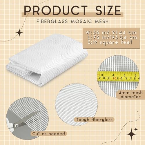 1 Set 36" X 76" Mosaic Mesh Non Sticky for Back Mounted Tile Fiberglass Mosaic Mesh Backing Boast for Tile Installation Supplies Tools