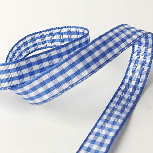 Ink Blue Gingham Plaid Checked Ribbon 25 Yard Each Roll 100% Polyester (75 Foot)