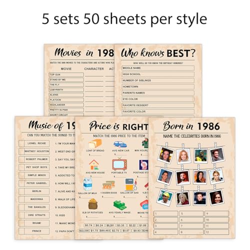 40th Birthday Party Games (50 Count)