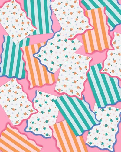 24pc Italian Summer Floral Stripe Napkins