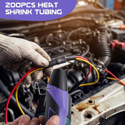 Mini Heat Gun with 100PCS Solder Seal Connectors & 200PCS Shrink Tubing
