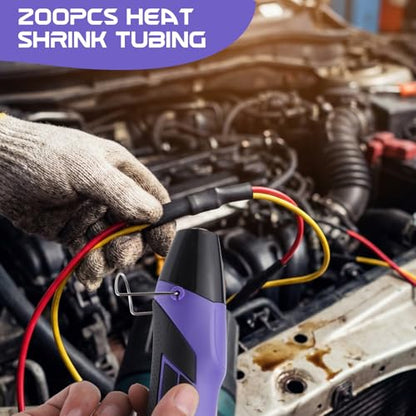 Mini Heat Gun with 100PCS Solder Seal Connectors & 200PCS Shrink Tubing