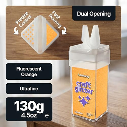 Craft Glitter Shaker Fluorescent Orange 130g Ultrafine (4.6 Ounce)