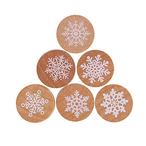 6 Pieces Snowflake Floral Wooden Rubber Stamps for Card Making Scrapbooking and Crafts (6 Count)