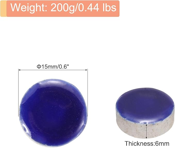 MECCANIXITY 200g Ceramic Mosaic Tiles for Crafts Bulk, Round Dark Blue Ceramic Tiles for Mosaic Kits Garden Stepping Stone Cup Mat