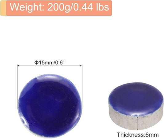 MECCANIXITY 200g Ceramic Mosaic Tiles for Crafts Bulk, Round Dark Blue Ceramic Tiles for Mosaic Kits Garden Stepping Stone Cup Mat