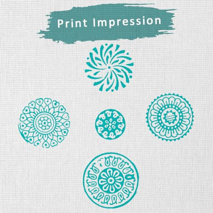 Round Shape Wooden Printing Stamps (5 Count)