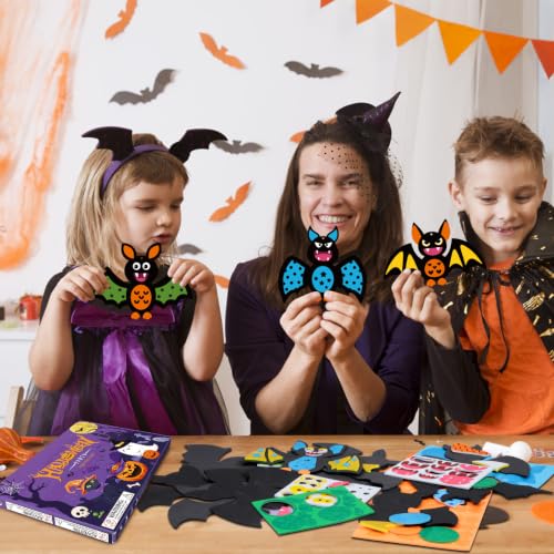 12 Pack Bat Crafts for Kids Bat Crafts Kits Make You Own Bat Foam Stickers Ornament DIY Arts and Crafts for Kids Girls Boys Halloween Party Supplies Halloween Decoration (12 Count)