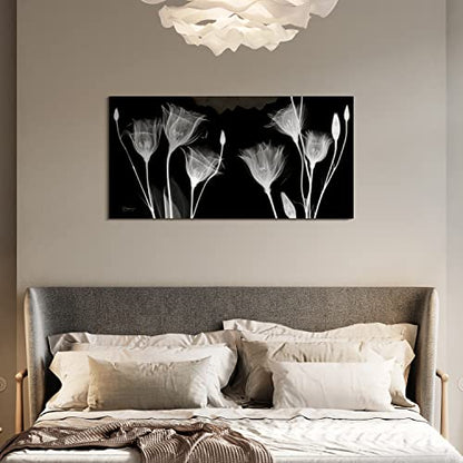 Frameless Free Floating Tempered Glass Panel Graphic Flower Wall Art Ready to Hang