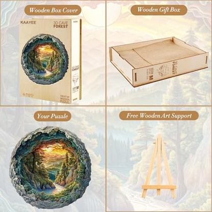 Wooden Puzzles for Adults Cave Forest Jigsaw 13.4 * 13.3in