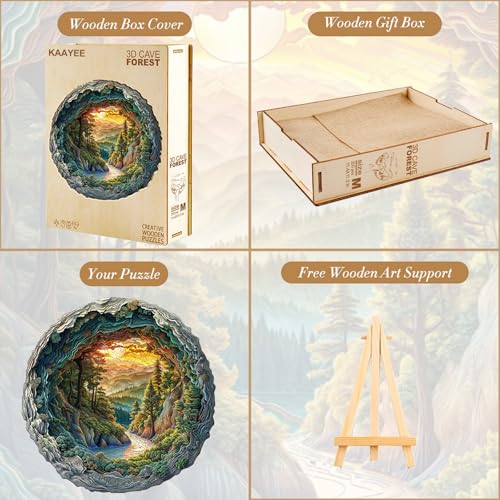 Wooden Puzzles for Adults Cave Forest Jigsaw 17.3 * 17.2in (505 Count)