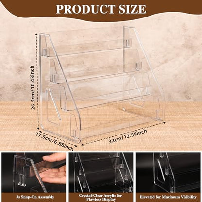2 Pack Elevated 4 Tier Clear Acrylic Card Display Stand for Trading Cards (32 slots)