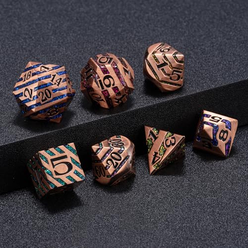 DND Dice Set Dungeons and Dragons Dice d20 Metallic Stripes Dice w