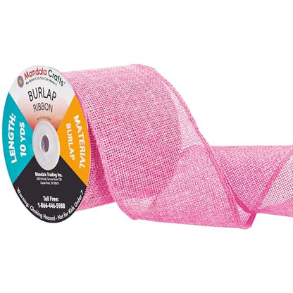 3 Inch Wide Pink Burlap Ribbon for Crafts