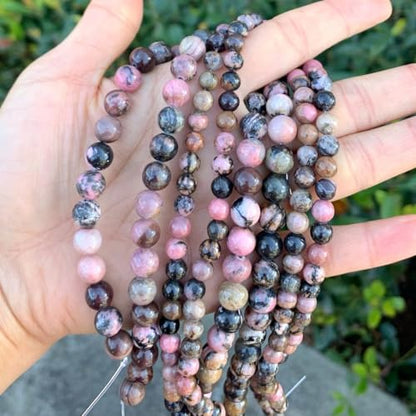 45pcs Adabele Natural Rhodonite Gemstone 8mm Round Beads