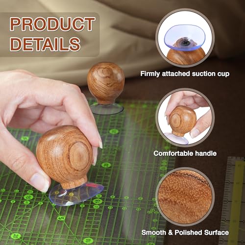 Ruler Knob Wooden Handle with Strong Suction Cup Grip (2 Count)