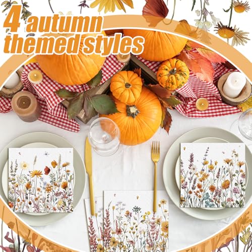 200 Pieces Fall Floral Cocktail Napkins 2 (200 Count)