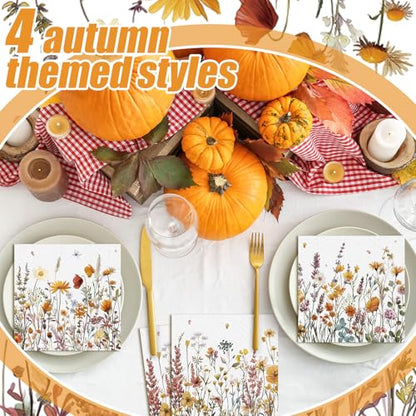 200 Pieces Fall Floral Cocktail Napkins 2 (200 Count)