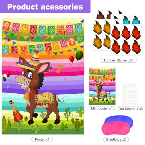 Pin The Tail on The Mexican Donkey Game for Cinco De Mayo Party