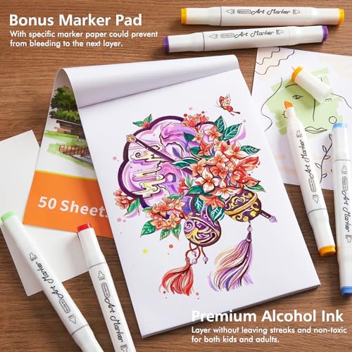 172 Colors Alcohol Based Dual Tip Art Markers (172 Count)