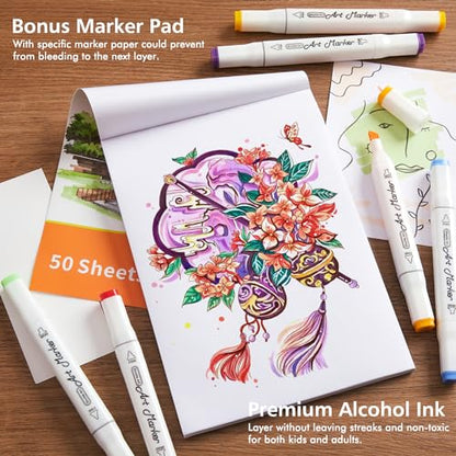 172 Colors Alcohol Based Dual Tip Art Markers (172 Count)