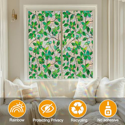 Window Privacy Film with Installation Tools Home Decorative Colored Glass Window Stickers Reusable electrostatic Rainbow Stickers