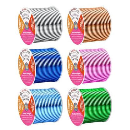 12 GA Pink Green Blue Assorted Anodized Aluminum Craft Wire (450 Foot)
