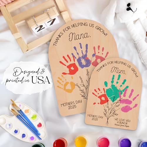 Personalized Handprint Wood Sign for Mom