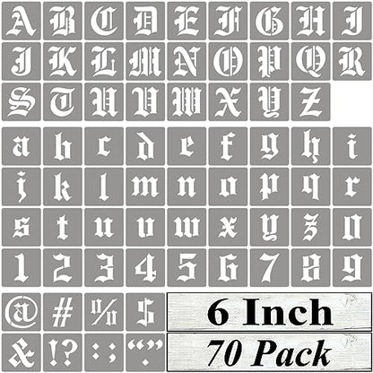 6 Inch Alphabet Letter Stencils for Painting (70 Count)