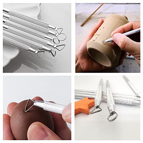 14PCS Ceramic Pottery Clay Ribbon Sculpting Tool Kit with Feather Wire Texture and Needle Detail Tools for Carving (14 Count)