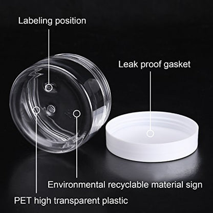 12 Pack 4 oz Plastic Container Jars with Lids Round Clear Travel Cosmetic Container Jars for Toiletries (12 Count)