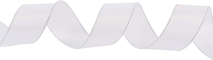 ITIsparkle 1" Inch Double Faced Satin Ribbon 25 Yards with Silver Edges, 1" X 25Yd - White - Crafty Corner