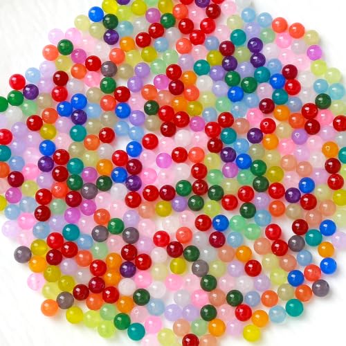 100PCS 10mm Natural Colorful Chalcedony Stone Beads Round Loose Spacers Beads for DIY Bracelet Necklace Earrings Jewelry Making