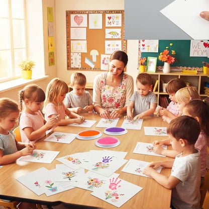 48 Sets Mother's Day Handprint Crafts DIY Religious Hand Keepsake Craft Gifts with Flower Stickers for Mom Dad Home Party Activities (48 Count)