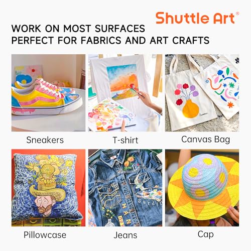 Fabric Paint Shuttle Art 30 Colors Permanent Soft Fabric Paint in Bottles (60 Fl Oz)