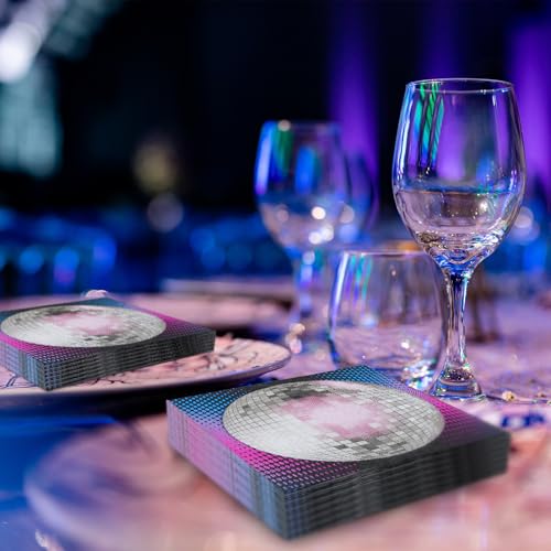 Disco Ball Cocktail Paper Napkins 6.5 x 6.5 Inches (60 Count)