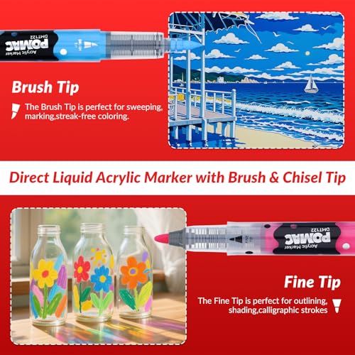Dual Tip Acrylic Paint Markers Pens 36 Assorted Colors