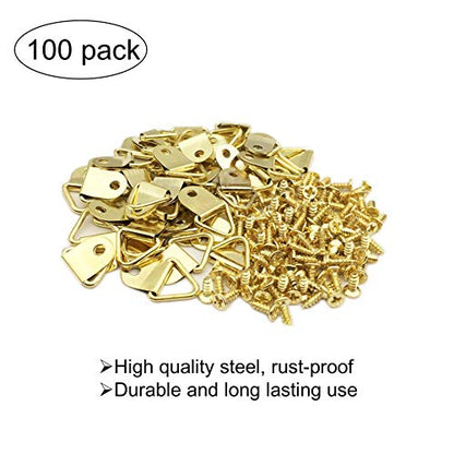 100 Pack Small Metal Triangle Ring Picture Hangers (100 Count)