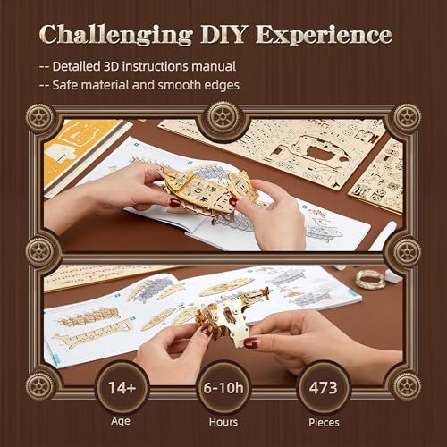 LED 3D Wood Puzzle Fantasy Airship Model (473 Count)