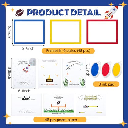 48 Sets Father's Day Handprint Crafts DIY Religious Hand Keepsake Craft Gifts with Flower Stickers for Mom Dad Home Party Activities (48 Count)