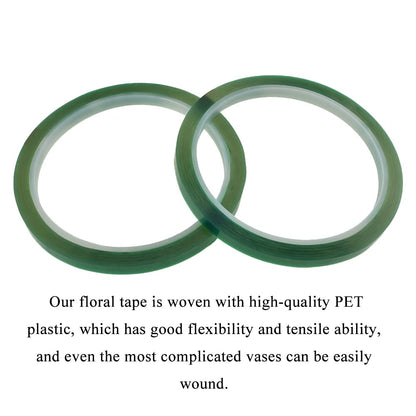 HAHIYO Clear Green 0.25Inch (217Feet/72Yard Total) 2Rolls Floral Tape Waterproof Florist Tape Flower Wrap Adhesive Waterproof Decorative Tape for Bouquet Stem Wrapping Flower Arranging Floral Craft