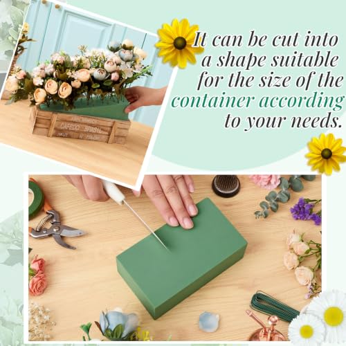 8 Pcs Green Reusable Floral Foam Blocks Water Weather Resistant Dry Floral Foam for Artificial Flower Arrangements Outdoor Hanging Florist Plant Bases for DIY Wedding