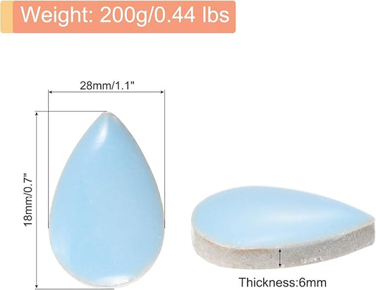 MECCANIXITY 200g Ceramic Mosaic Tiles for Crafts Bulk, Raindrop Light Blue Ceramic Tiles for Mosaic Kits Garden Stepping Stone Cup Mat
