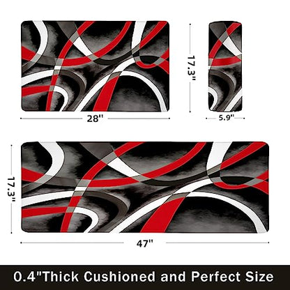 Kitchen Mats for Floor red Kitchen Rugs Modern Abstract Circle Anti Fatigue Kitchen Mats Waterproof Floor Mats Cushioned Non