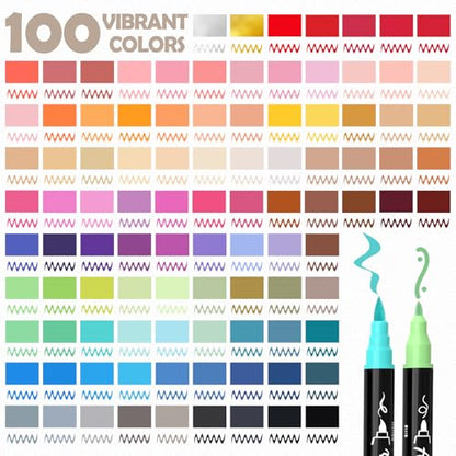 100 Colors Precision Dual Tip Acrylic Paint Markers Pens (100 Count)